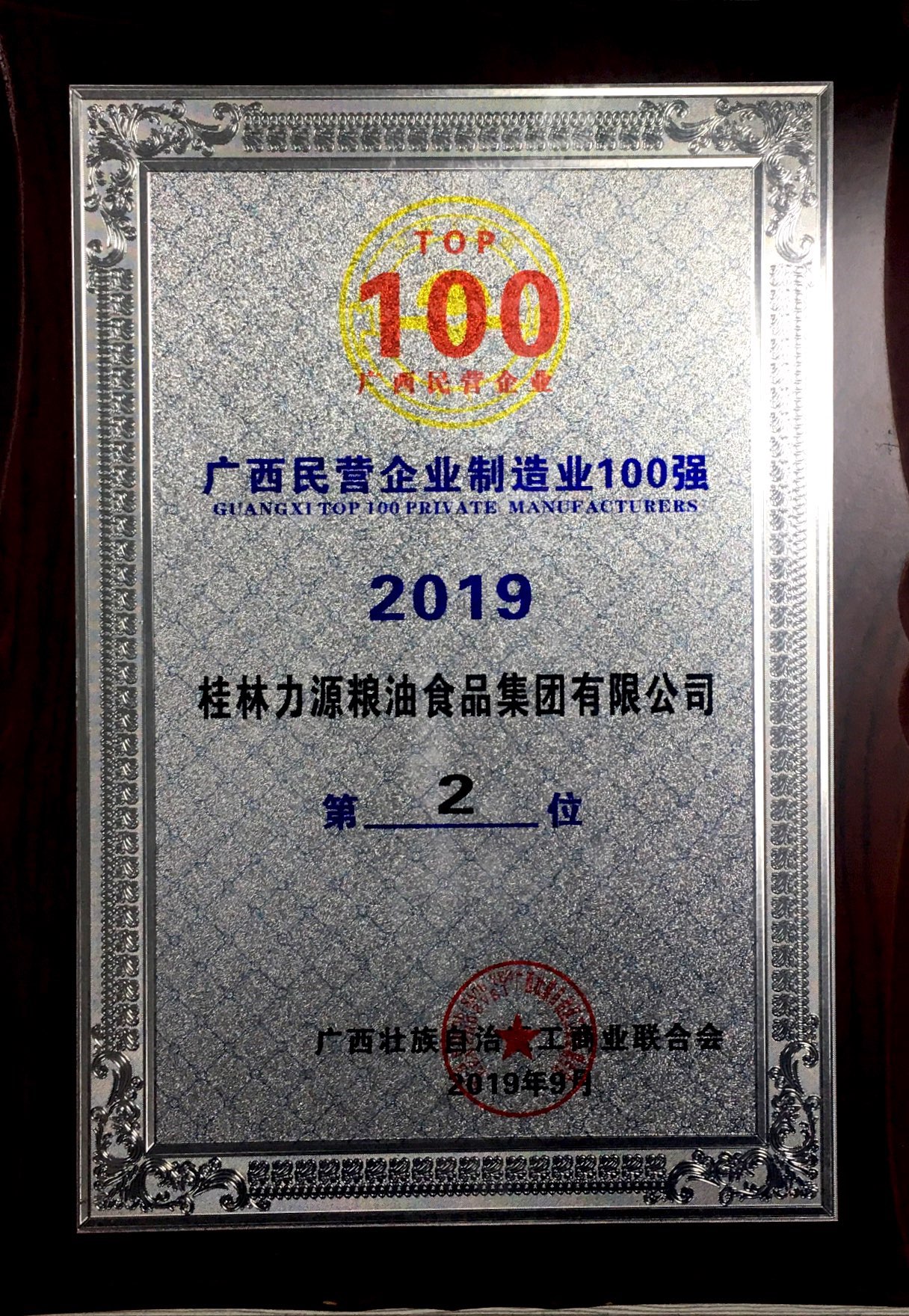 2019年廣西民營企業制造業100強第二名